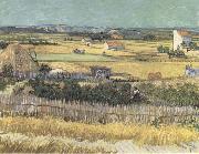 Vincent Van Gogh Harvest at La Crau,with Montmajour in the Background (Blue Cart) (mk09) oil painting picture wholesale